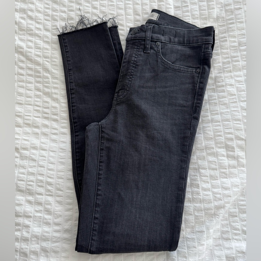 Black Denim Jeans with Frayed Hem
